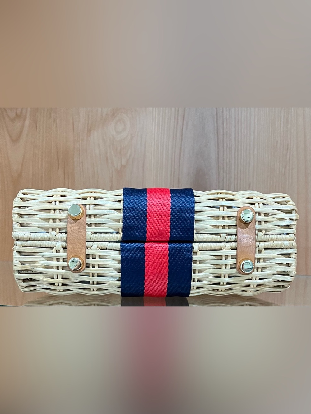 J. McLaughlin Wicker Olivia Clutch Natural Stripe - Picture 6 of 17